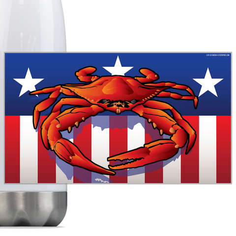 USA Steamed Blue Crab, Steel Slim Neck Bottle 18oz