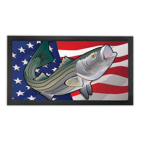 USA Rockfish, Bar Runner Mat, Rubber Base, 18 x 10”