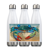 Coastal Blue Crab, Steel Slim Neck Bottle 18oz