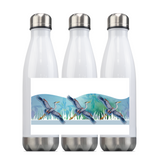 Coastal Blue Heron & Orchid, Steel Slim Neck Bottle 18oz