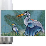 Coastal Blue Heron of the Chesapeake, Steel Slim Neck Bottle 18oz