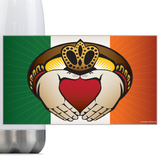 Irish Claddagh Crest, Steel Slim Neck Bottle 18oz