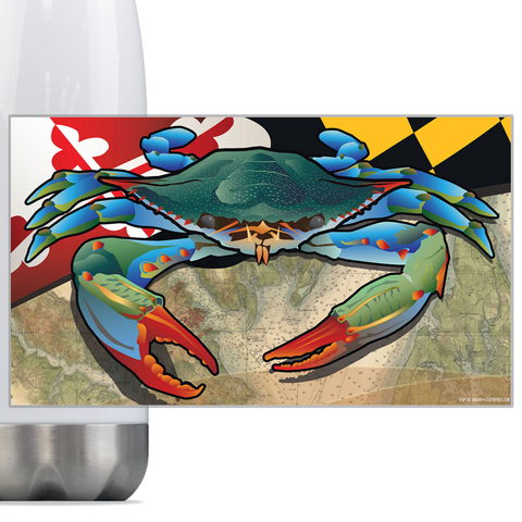 Maryland Blue Crab, Steel Slim Neck Bottle 18oz