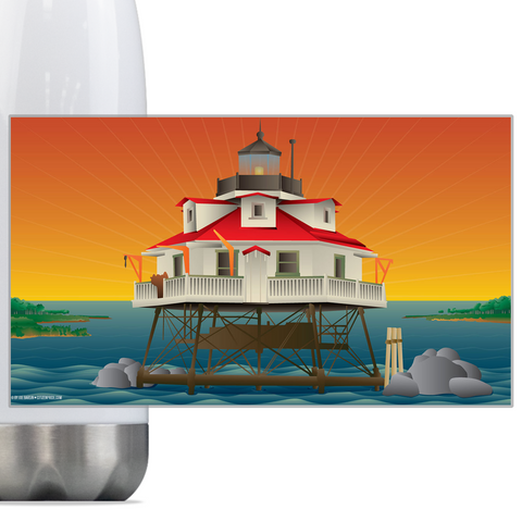 Thomas Point Shoal Lighthouse, Steel Slim Neck Bottle 18oz