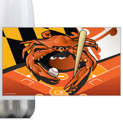 Orioles Sports Crab of Baltimore, Steel Slim Neck Bottle 18oz