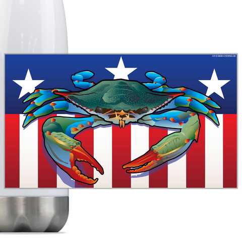 USA Blue Crab, Steel Slim Neck Bottle 18oz