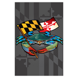 Blue Crab Maryland Banner Crest by Joe Barsin, Garden Flag, 12x18