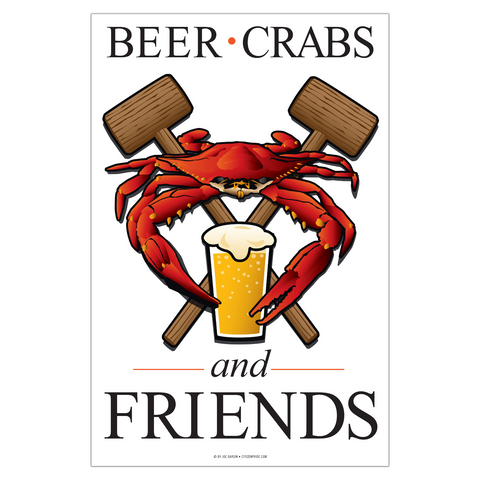 “Crabs and Friends” Maryland Crab Feast, Garden Flag, 12x18