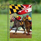 Maryland Horse Racing Derby by Joe Barsin, Garden Flag, 12x18