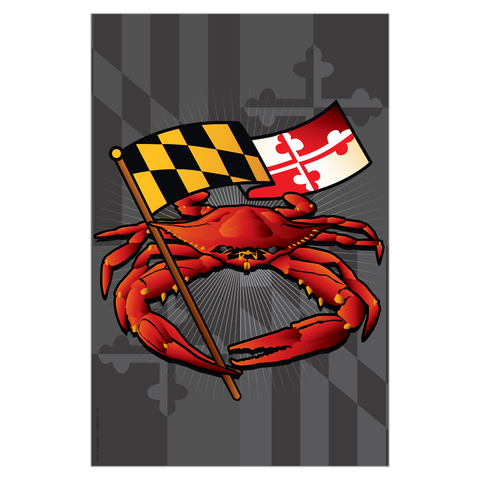 Red Crab Maryland Banner Crest, Garden Flag, 12 x18