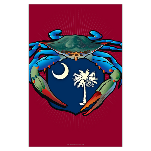 South Carolina Blue Crab Crest, Garden Flag, 12x18