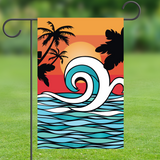 Tropic Waves Sunset, Garden Flag, 12x18