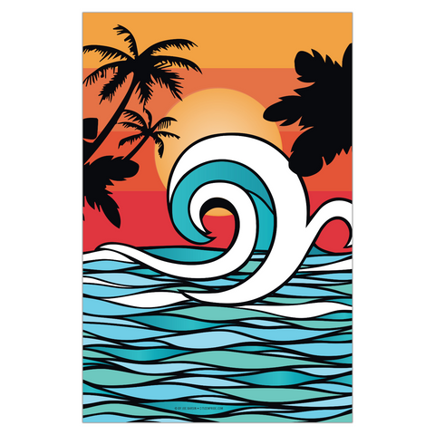 Tropic Waves Sunset, Garden Flag, 12x18