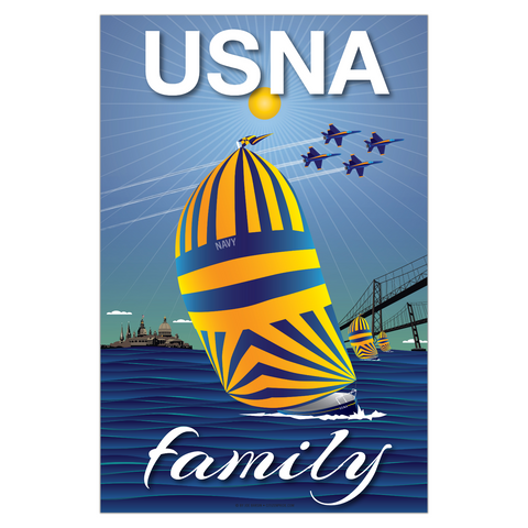 "USNA Family", U.S. Naval Academy Sailing, Garden Flag, 12x18