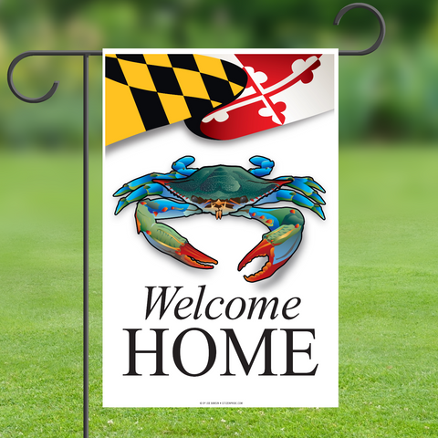 "Welcome Home" Maryland Blue Crab, Garden Flag, 12x18