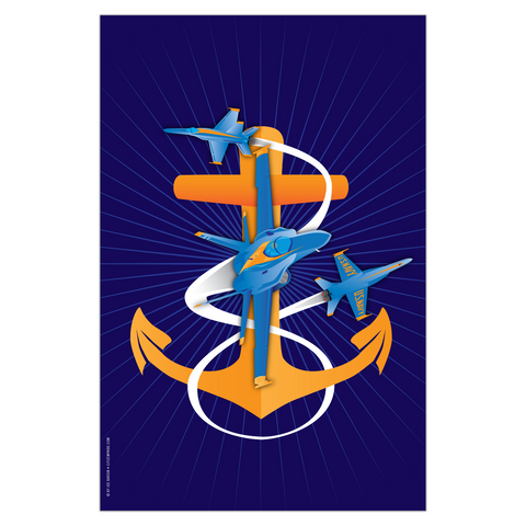 Anchors Aweigh Blue Angels Fouled Anchor Garden Flag by Joe Barsin, 12x18