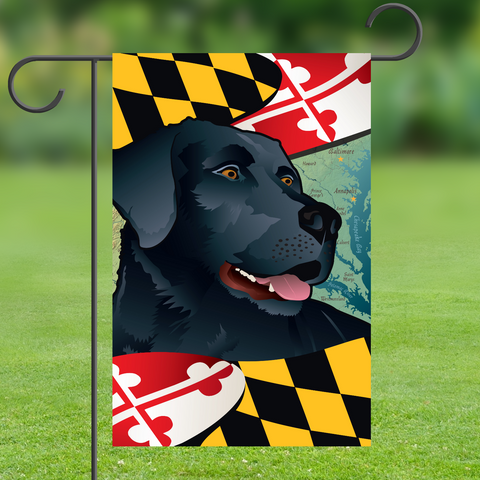 Maryland Black Lab Garden Flag by Joe Barsin, 12x18