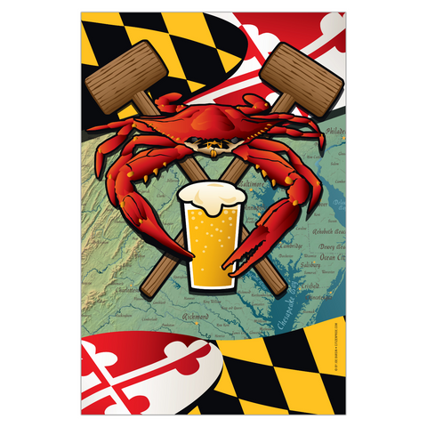 Maryland Crab Feast Garden Flag by Joe Barsin, 12x18