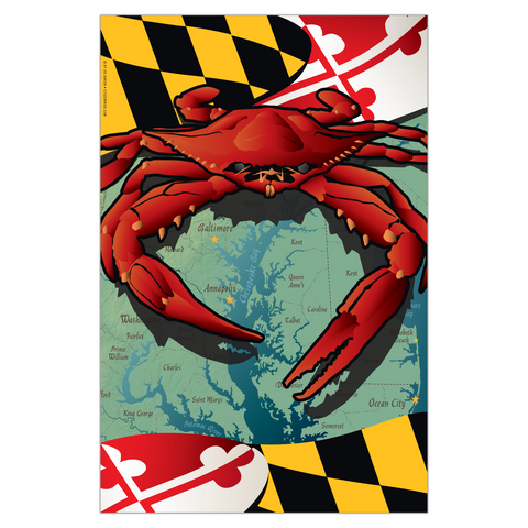 Maryland Red Crab Garden Flag by Joe Barsin, 12x18