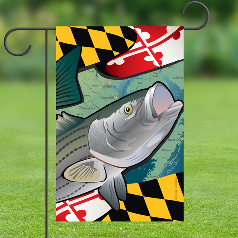 Maryland Rockfish Garden Flag by Joe Barsin, 12x18