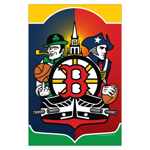 Boston Sports Fan Crest Garden Flag by Joe Barsin, 12x18