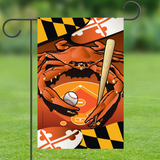 Orioles Sports Crab of Baltimore Garden Flag by Joe Barsin, 12x18 on stand