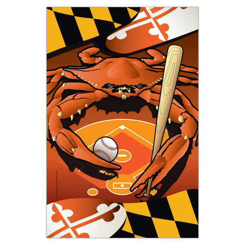 Orioles Sports Crab of Baltimore Garden Flag by Joe Barsin, 12x18