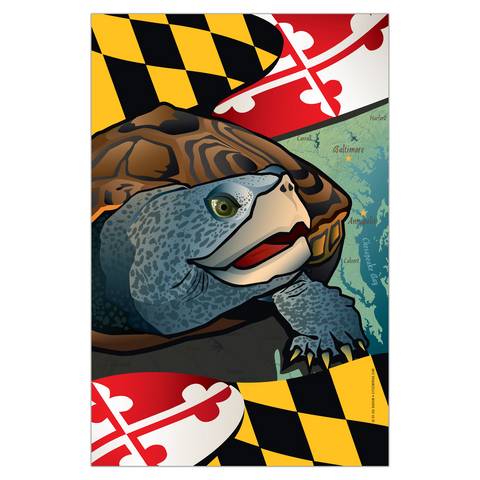 Maryland Terrapin Garden Flag by Joe Barsin, 12x18