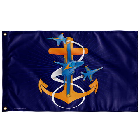 Anchors Aweigh Blue Angels Fouled Anchor, Large Flag, 60 x 36" with 2 grommets