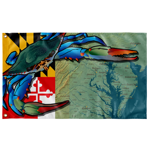 Maryland Blue Crab, Large Flag, 60 x 36" w/ 2 grommets