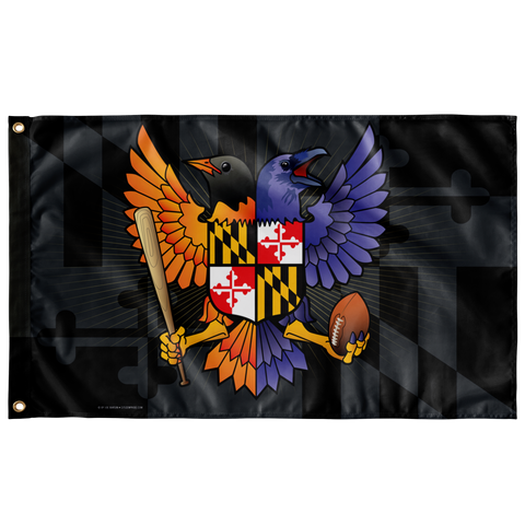 Birdland Baltimore Maryland Crest, Large Flag, 60 x 36" w/ 2 grommets