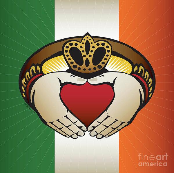 Irish Claddagh Square Crest Art Print - Main Image