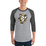 Pittsburgh - Three Rivers Roar Sports Fan Crest - 3/4 sleeve raglan shirt