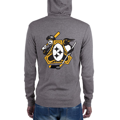 Pittsburgh - Three Rivers Roar Sports Fan Crest - Unisex zip hoodie