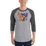 Birdland Baltimore Raven & Oriole Maryland Crest - Unisex 3/4 sleeve raglan shirt