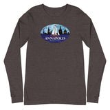 Annapolis Red Sailboat Oval, Unisex Long Sleeve Tee