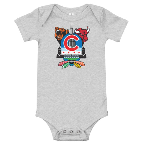 Chicago Sports Fan Crest - Baby Onesie