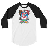 Chicago Sports Fan Crest - Unisex 3/4 sleeve raglan shirt