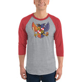 Birdland Baltimore Raven & Oriole Maryland Crest - Unisex 3/4 sleeve raglan shirt