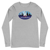 Annapolis Red Sailboat Oval, Unisex Long Sleeve Tee