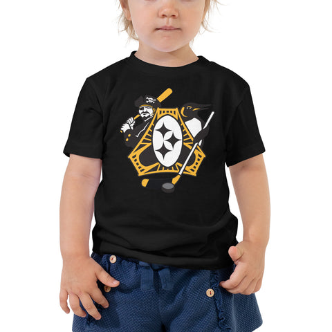 Pittsburgh - Three Rivers Roar Sports Fan Crest - Toddler Short Sleeve Tee