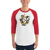 Pittsburgh - Three Rivers Roar Sports Fan Crest - 3/4 sleeve raglan shirt