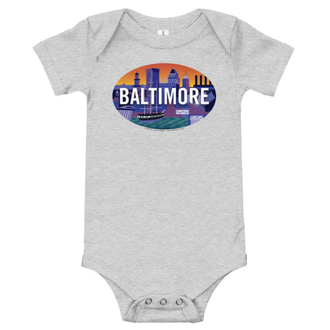 Baltimore Skyline Oval, Baby Onesie