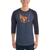 Birdland Baltimore Raven & Oriole Maryland Crest - Unisex 3/4 sleeve raglan shirt