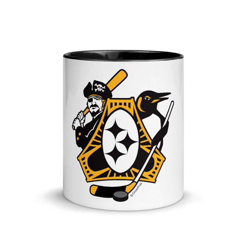 Pittsburgh - Three Rivers Roar Sports Fan Crest - Mug with Color Inside