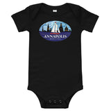 Annapolis Red Sailboat Oval, Baby Onesie
