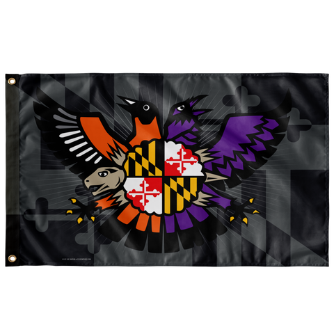 Maryland Birdland Terp Crest w/ MD Dark, Large Flag, 60 x 36" with 2 grommet