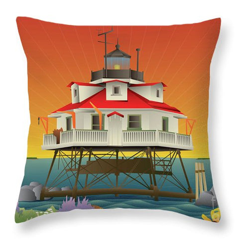 Thomas Point Shoal Lighthouse - Throw Pillow