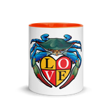 Blue Crab LOVE Crest - Mug with Color Inside, 11 oz