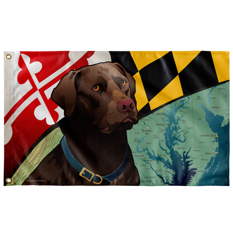 Maryland Chocolate Lab, Large Flag, 60 x 36" with 2 grommets